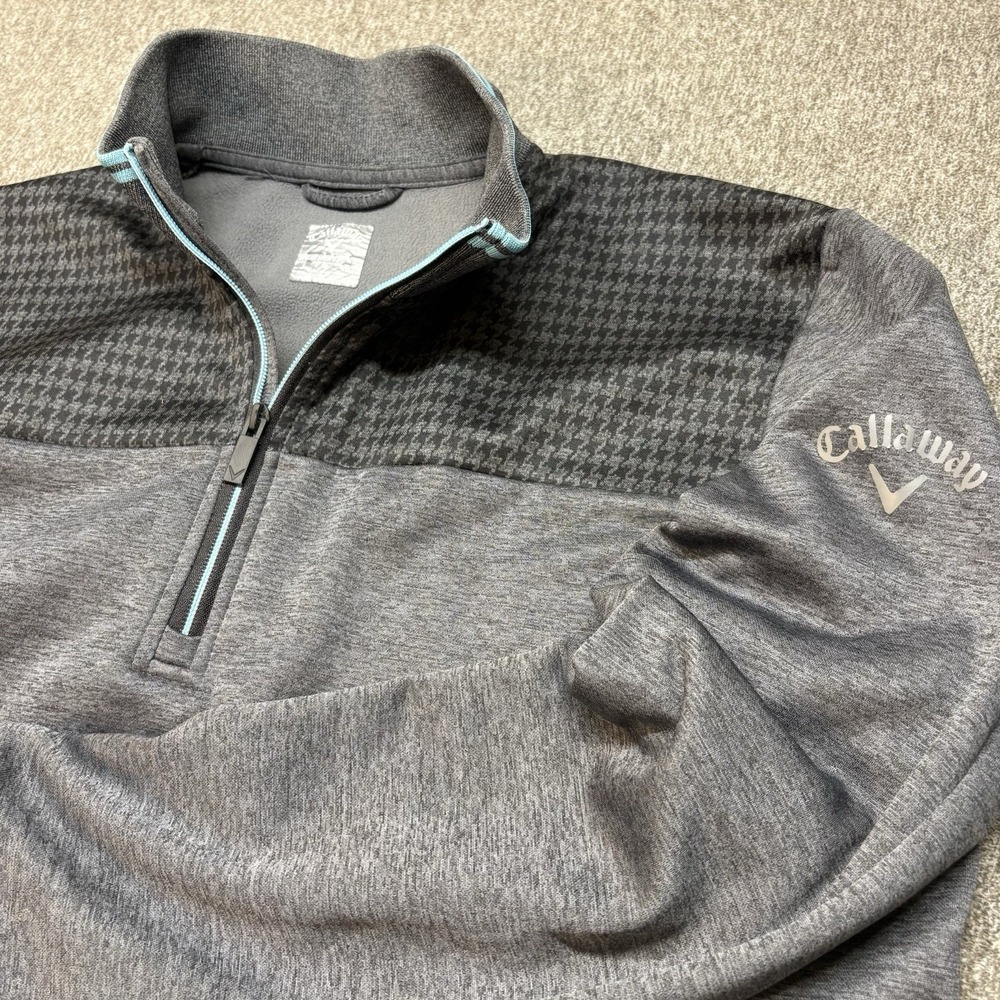 CALLAWAY 1/4 Zip Golf Pullover Weather Series Mens Large Gray Performance Fleece